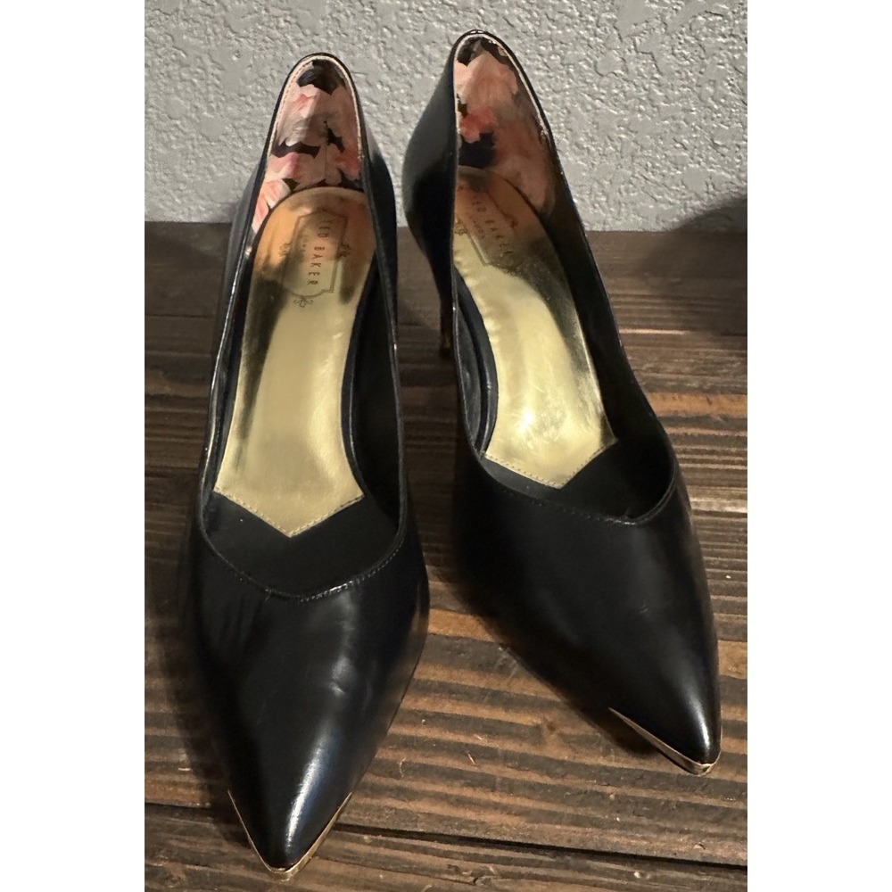 Ted Baker London US 10 Black Patent Pumps Stiletto Heels Pointed Toe Glam - Picture 6 of 16